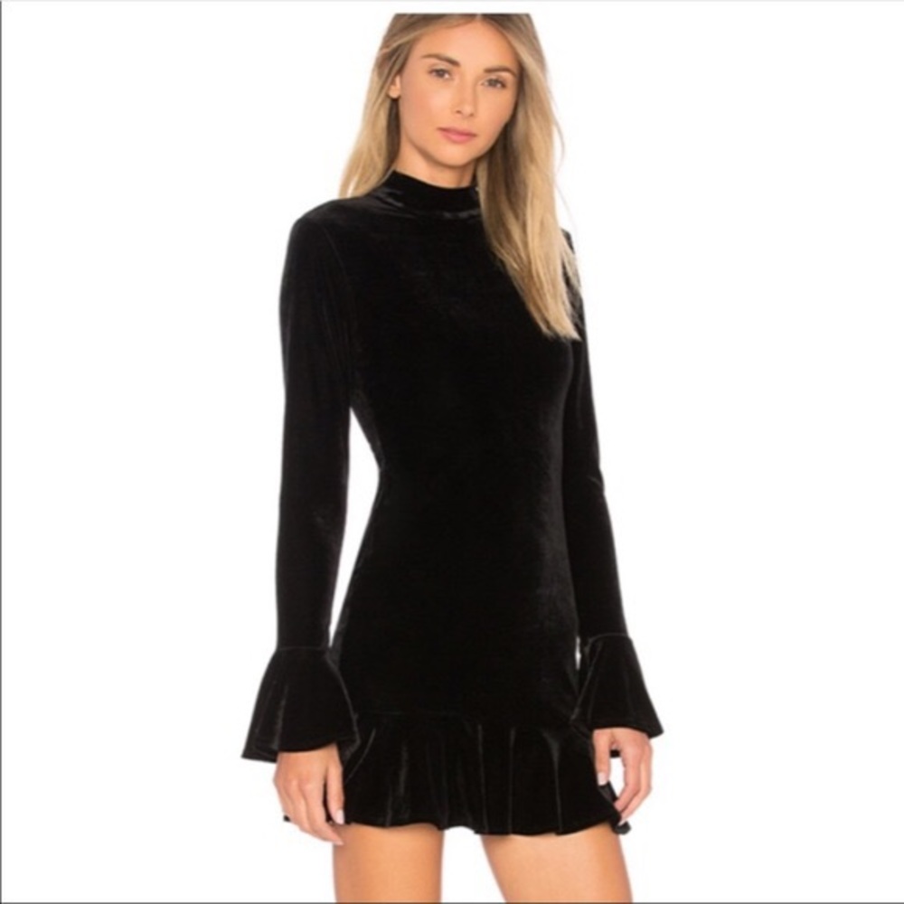 Lovers & Friends Black Velveteen Dress